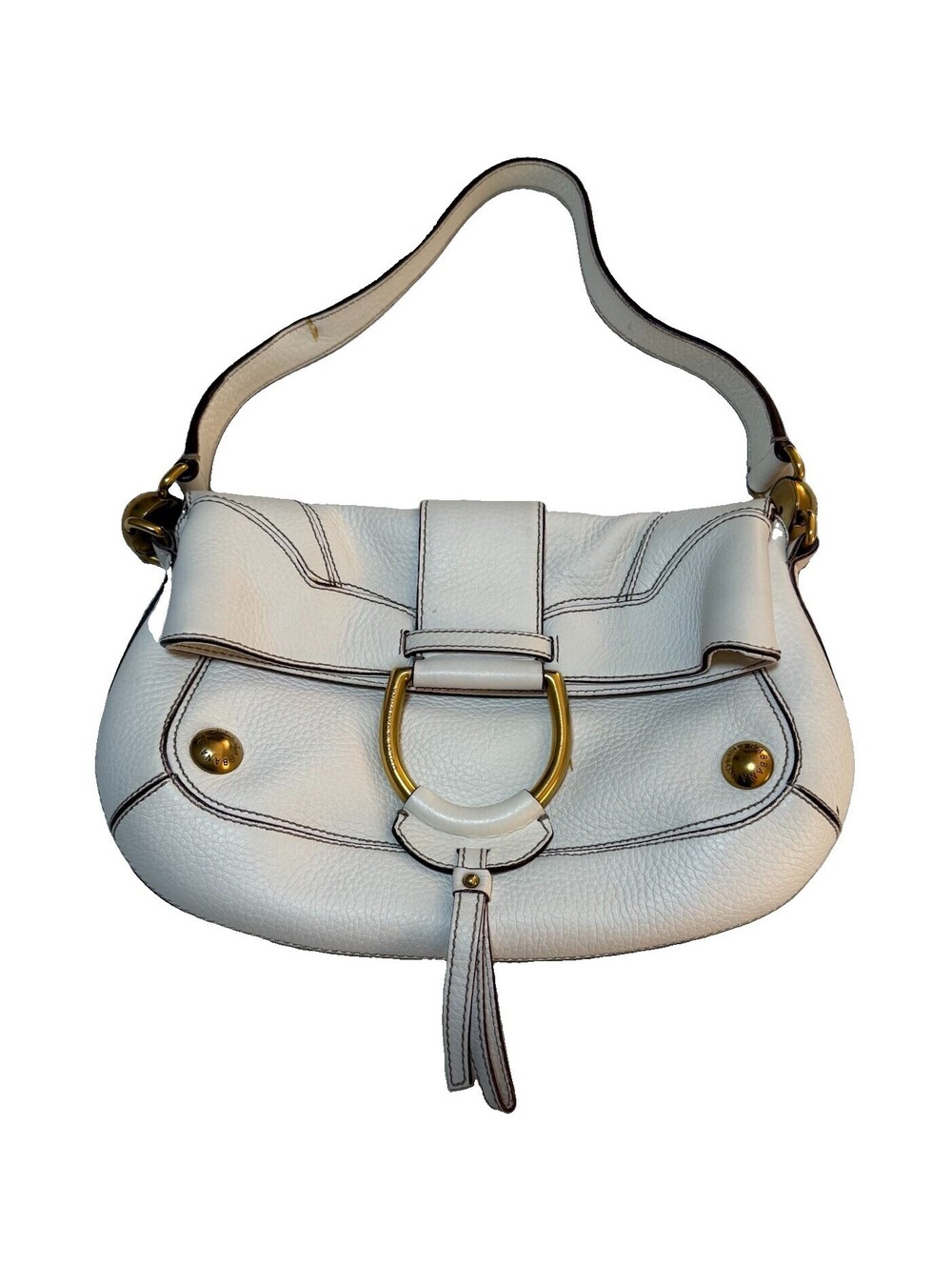 Dolce & Gabbana Luxury Leather White Foldover Gold Hardware Shoulder Bag Vintage